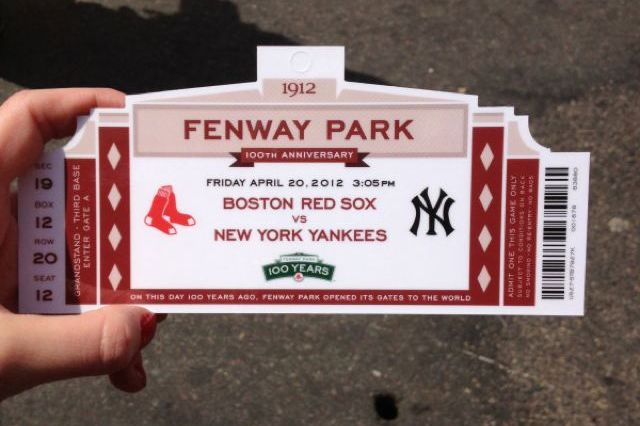 Today's commemorative ticket at Fenway Park